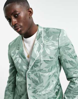 green floral suit jacket