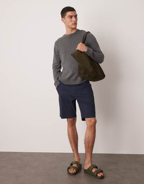 ASOS DESIGN slim regular length chino shorts in navy - view 1