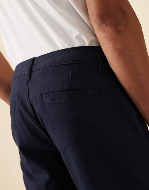 ASOS DESIGN slim regular length chino shorts in navy, 5 of 6