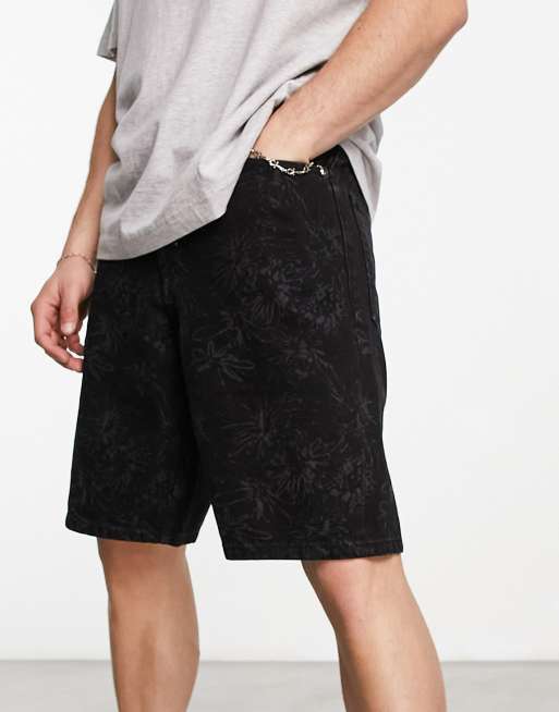 ASOS DESIGN shorter length slim shorts in washed black