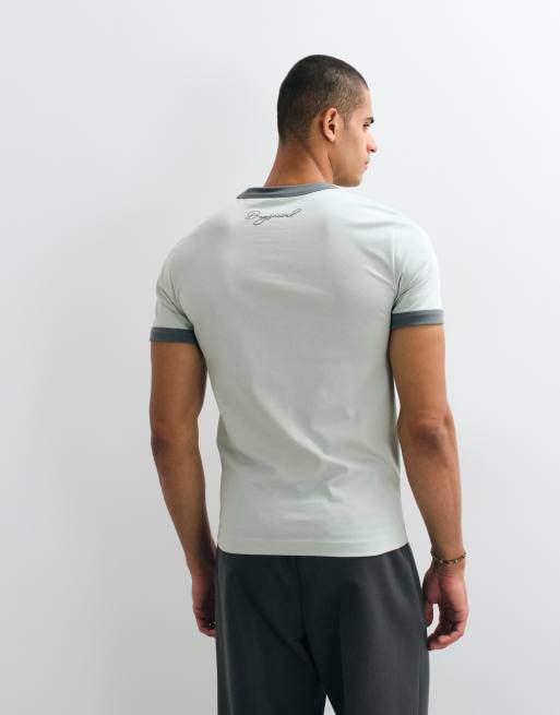ASOS DESIGN slim ringer T-shirt in gray, 5 of 5