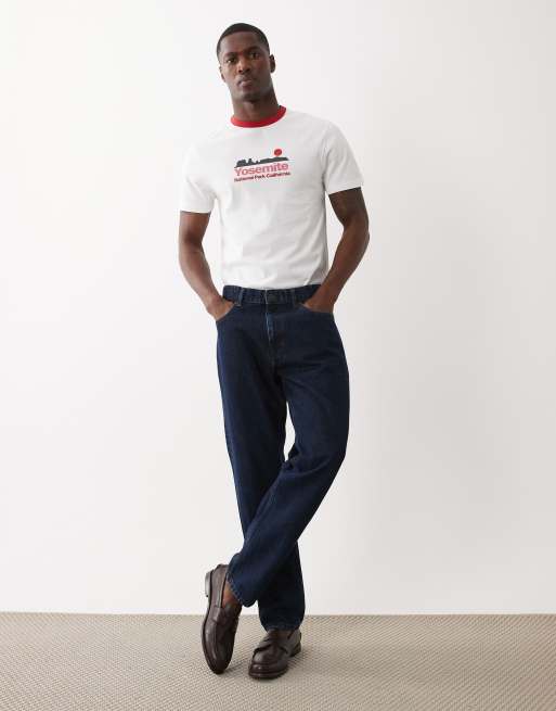 ASOS DESIGN slim ringer t-shirt with Yosemite graphic in cream, 2 of 5