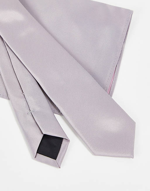 LPINK Asos Men Accessories Ties Pocket Squares Slim satin tie and pocket square in dusky 