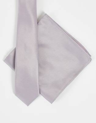 slim satin tie and pocket square in dusky pink