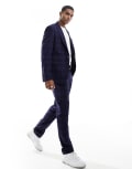 [ASOS DESIGN] ASOS DESIGN slim shadow check suit pants in navy W32 L30 NAVY