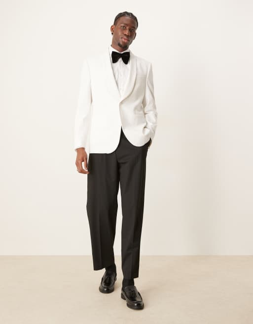 ASOS DESIGN slim shawl blazer in white
