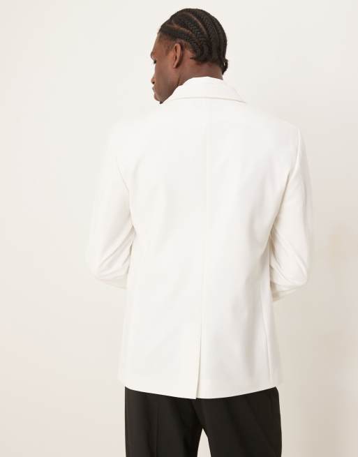 ASOS DESIGN slim shawl blazer in white