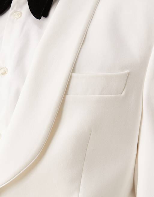 ASOS DESIGN slim shawl blazer in white