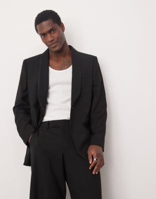 Asos Design Slim Shawl Lapel Dinner Jacket In Black In Black