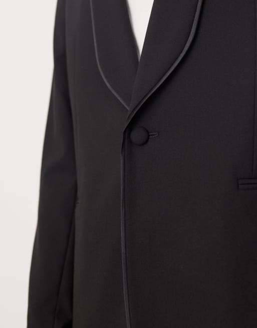  ASOS DESIGN - Giacca slim nera con rever sciallato
