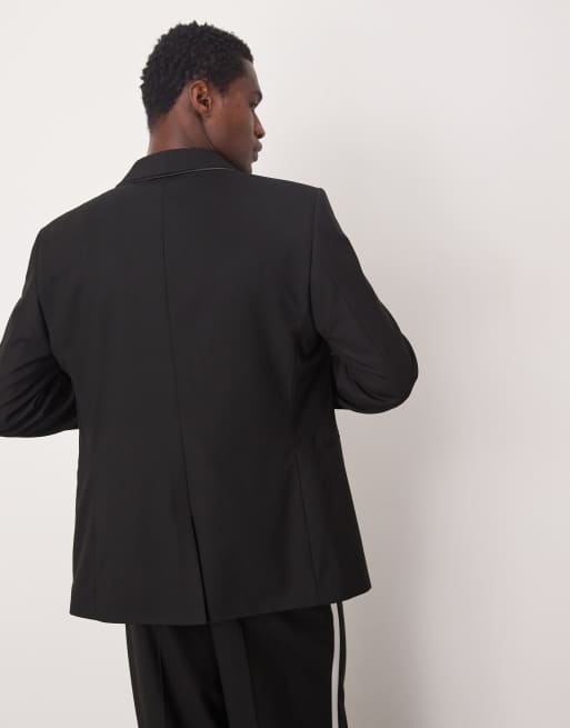  ASOS DESIGN - Giacca slim nera con rever sciallato