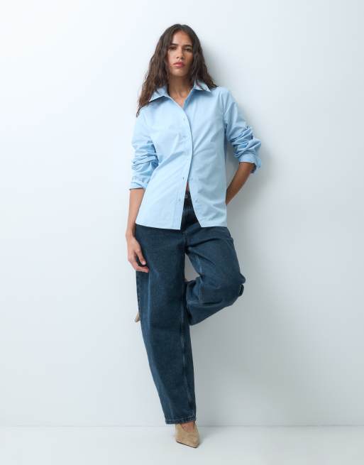ASOS DESIGN slim shirt in blue, 4 of 9