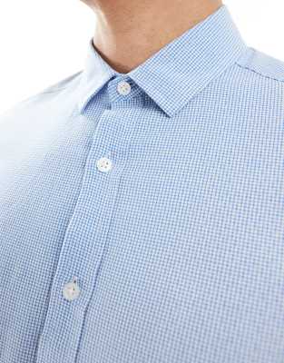 blue micro check shirt