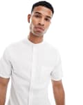 [ASOS DESIGN] ASOS DESIGN slim shirt with grandad collar and pockets in white M WHITE