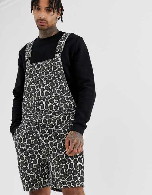 Leopard print sale short overalls