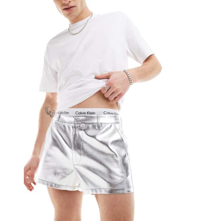 Silver bermuda shorts on sale