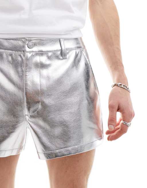 Silver metallic shorts 2025
