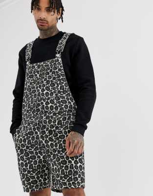 leopard print short overalls