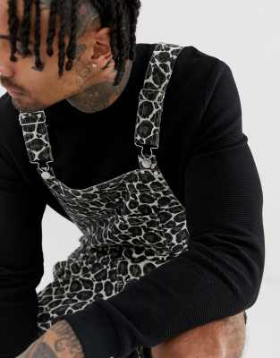 leopard print short overalls