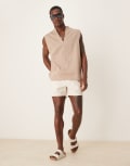 [ASOS DESIGN] ASOS DESIGN slim shorter length linen-blend bermuda shorts in stone-Neutral XL STONE
