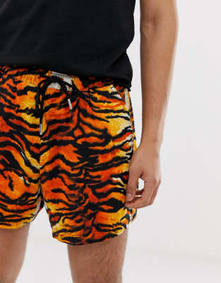 Mens tiger hot sale print shorts