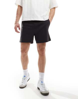 ASOS DESIGN slim shorts in black waffle 