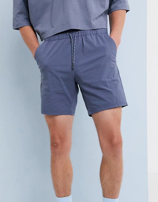 ASOS DESIGN slim shorts in blue nylon | ASOS