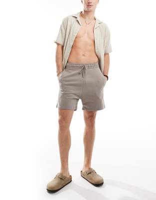 ASOS DESIGN slim shorts in brown