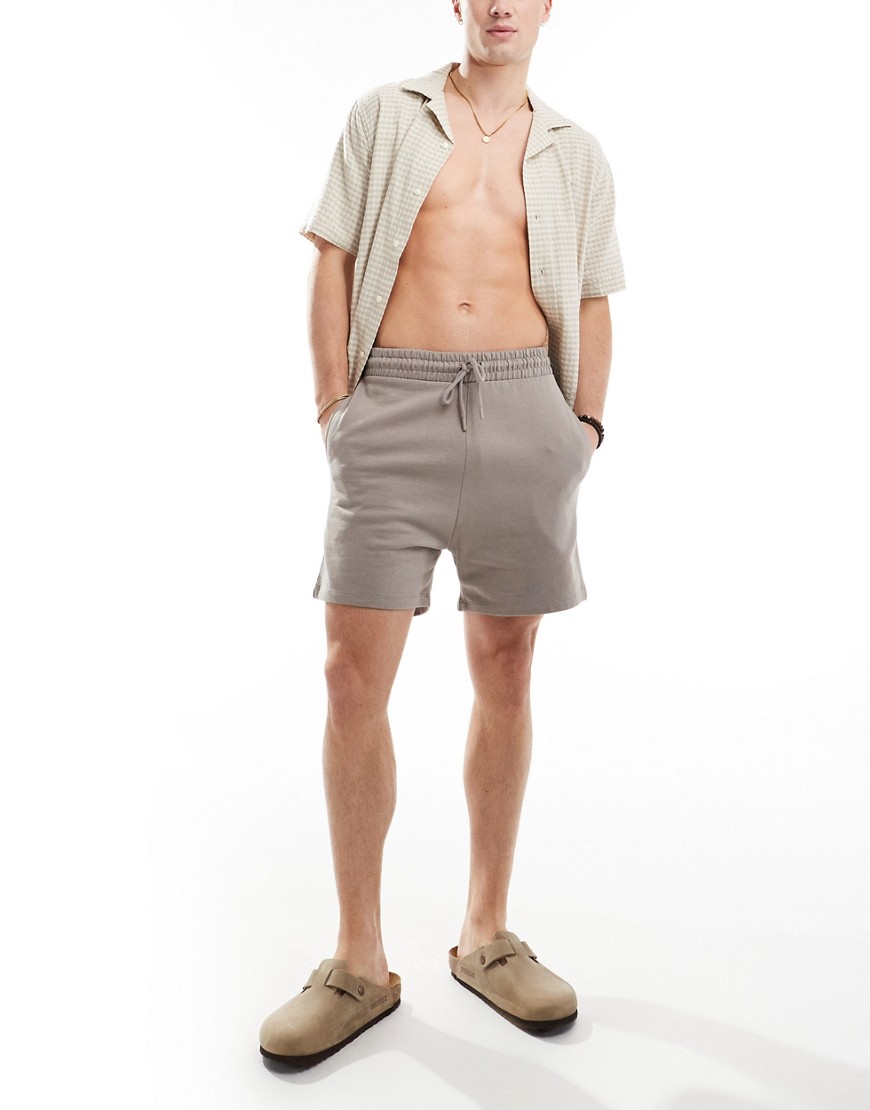 Asos Design Slim Shorts In Brown