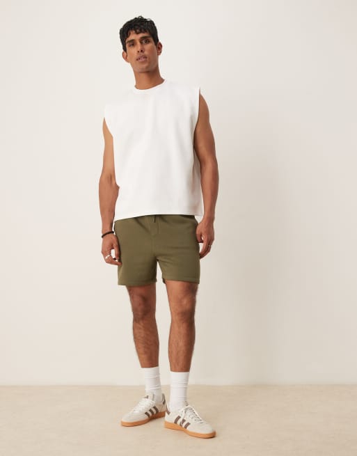 ASOS DESIGN slim shorts in khaki green