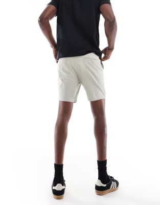 Asos Design Slim Shorts In Neutral
