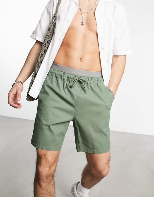 ASOS DESIGN slim shorts in mid length in ecru