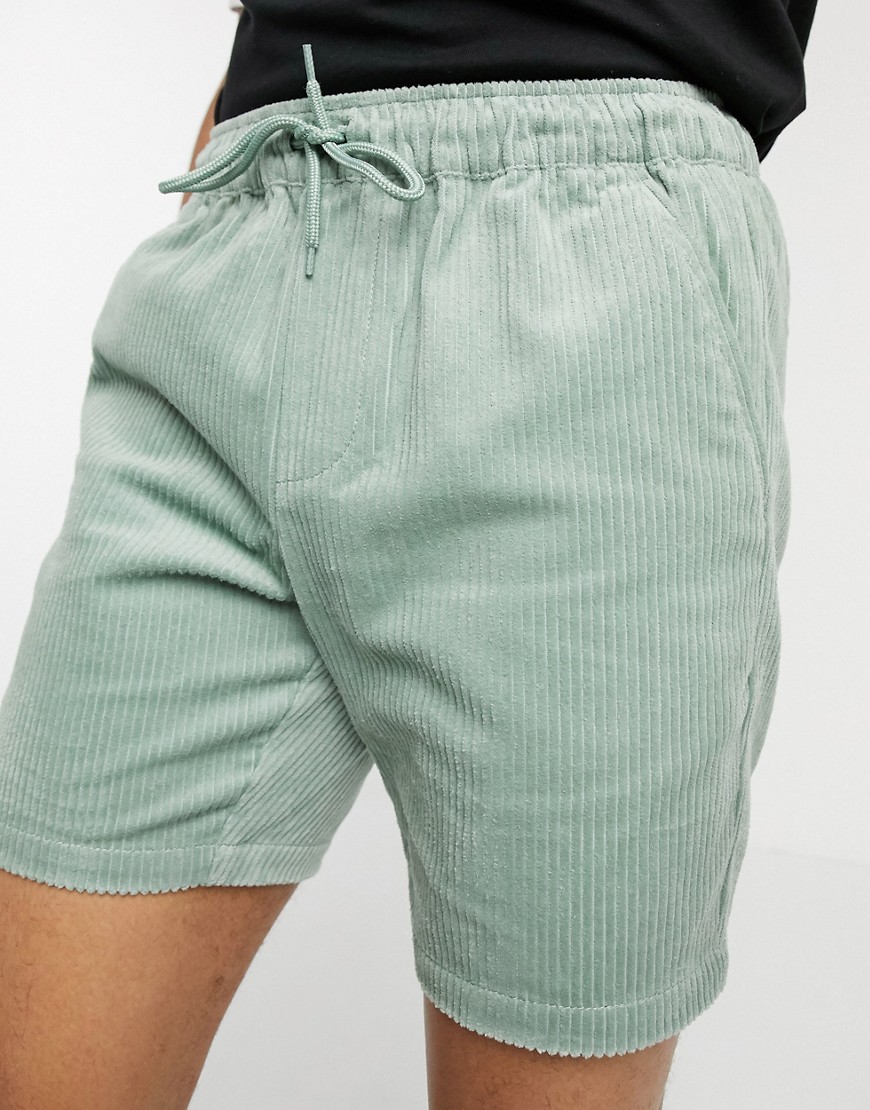 ASOS DESIGN slim shorts in mint cord-Green