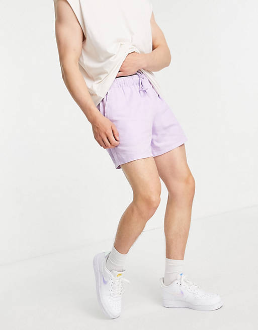 Shorts slim shorts in purple linen mix 