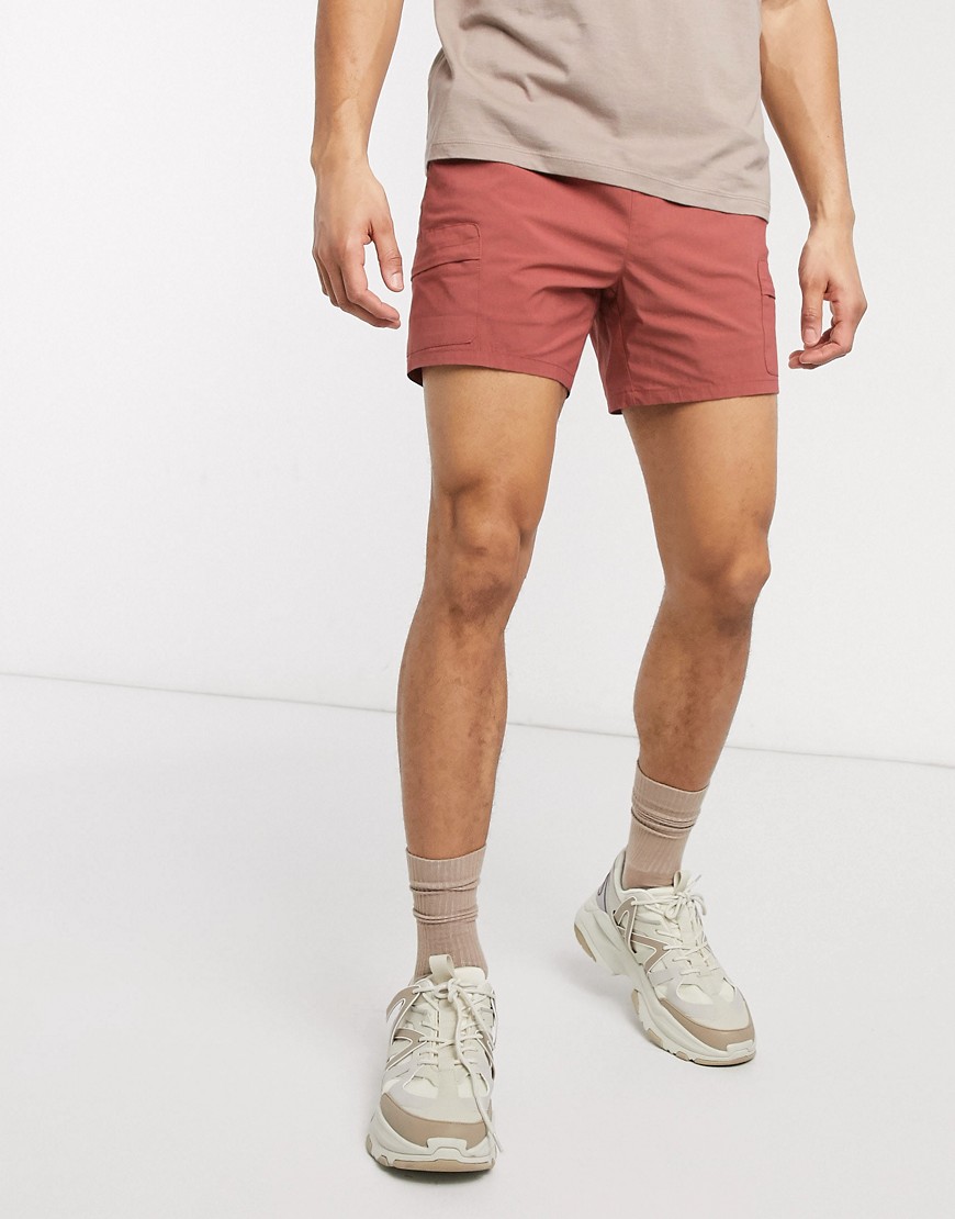 ASOS DESIGN slim shorts in red nylon
