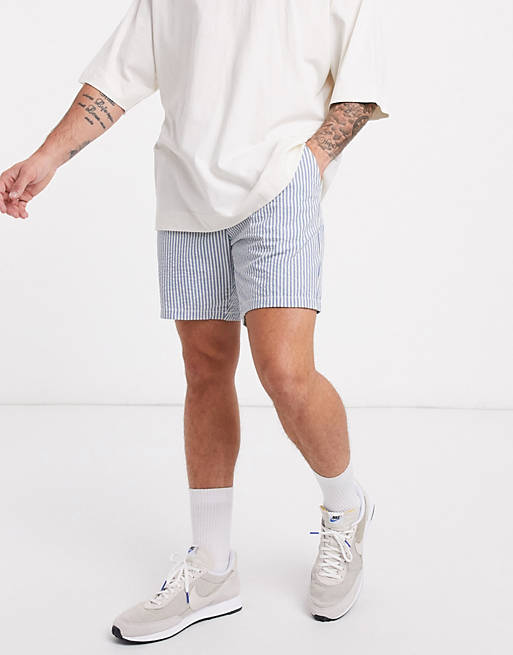 ASOS DESIGN slim shorts in seersucker stripe | ASOS