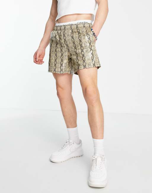 ASOS DESIGN slim shorts in snakeskin leather look