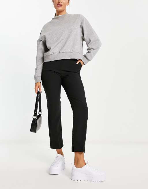 ASOS DESIGN longline jumper with high neck in silver grey