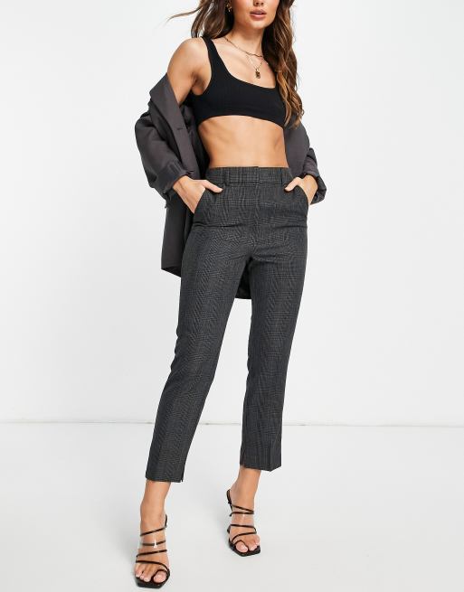 grey checked cigarette trousers ASOS DESIGN slim skim cigarette trouser in grey check