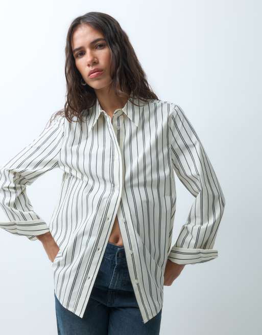 ASOS DESIGN slim skjorte med monokrom stribe, 4 af 9
