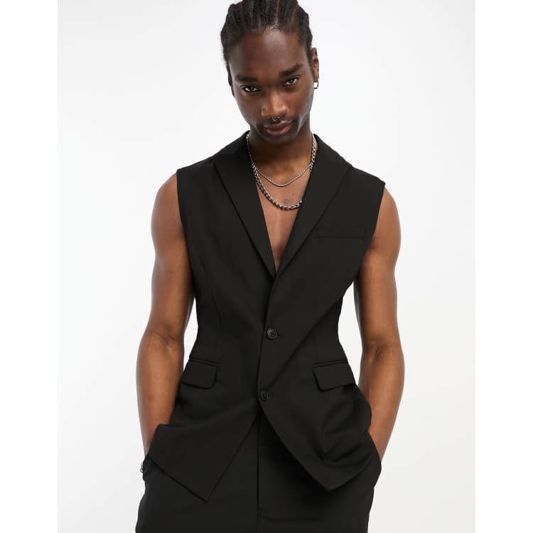 ASOS Cropped Vest in Black for Men