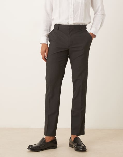 ASOS DESIGN slim smart pants in charcoal - view 1