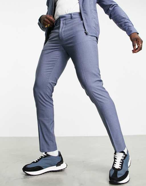 ASOS DESIGN slim smart pants in denim blue - part of a set