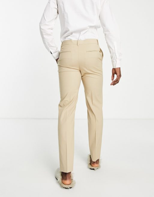 ASOS DESIGN slim smart pants in stone