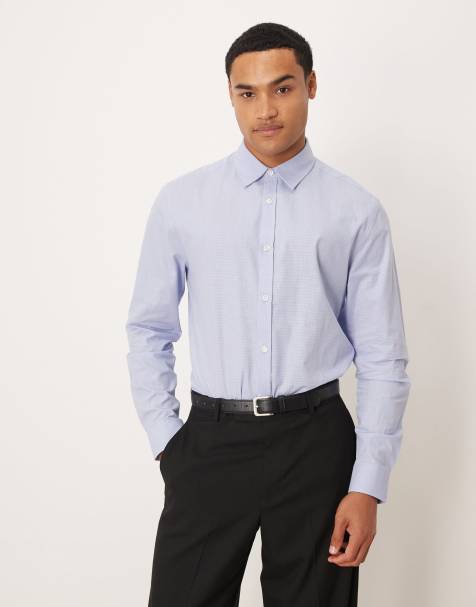 ASOS DESIGN slim smart shirt in blue