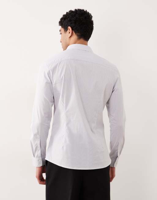 ASOS DESIGN slim smart shirt in multi stripe, 4 of 5