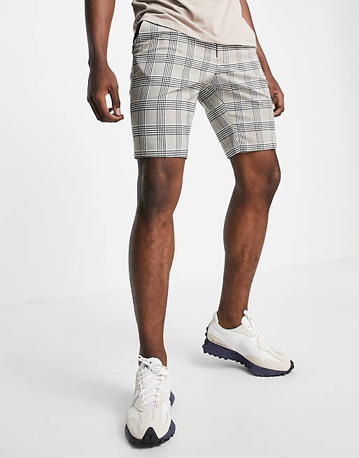 ASOS DESIGN slim smart shorts in grey check