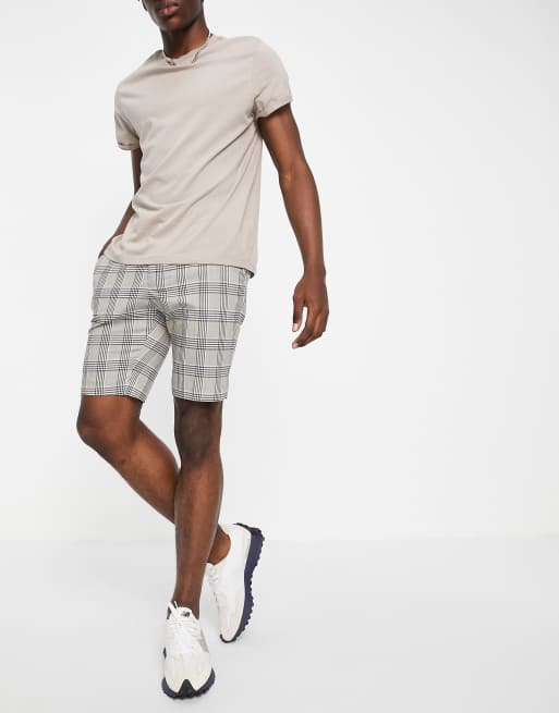 Grey check best sale shorts mens