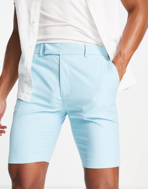 ASOS DESIGN slim smart shorts in light blue | ASOS