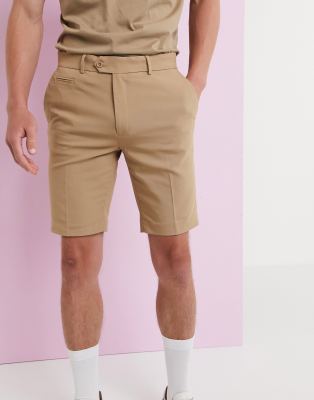 ASOS DESIGN slim smart shorts in stone